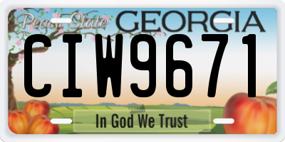 GA license plate CIW9671