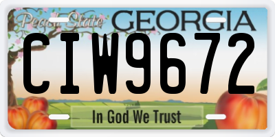 GA license plate CIW9672