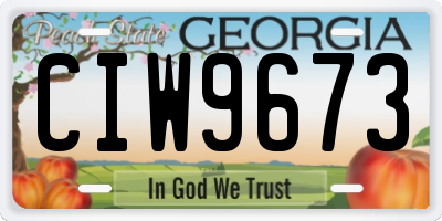 GA license plate CIW9673