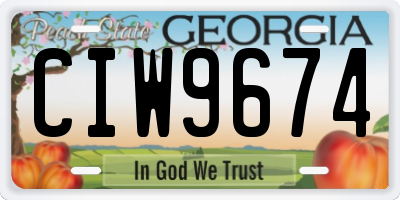 GA license plate CIW9674