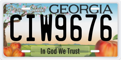 GA license plate CIW9676