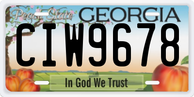 GA license plate CIW9678