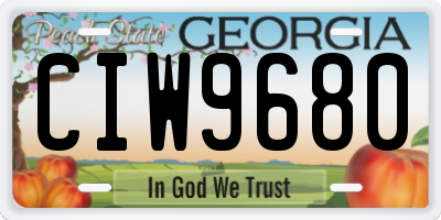 GA license plate CIW9680