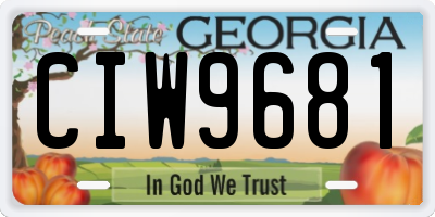 GA license plate CIW9681