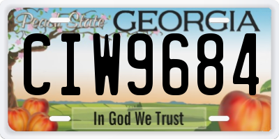 GA license plate CIW9684