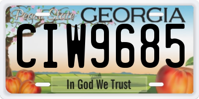 GA license plate CIW9685