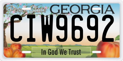 GA license plate CIW9692