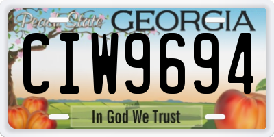 GA license plate CIW9694