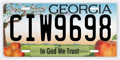 GA license plate CIW9698