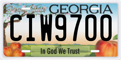 GA license plate CIW9700