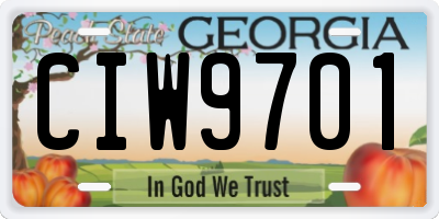 GA license plate CIW9701