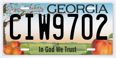 GA license plate CIW9702
