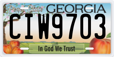 GA license plate CIW9703