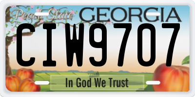 GA license plate CIW9707