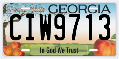 GA license plate CIW9713
