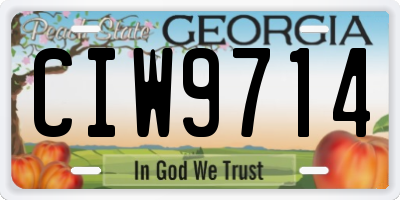 GA license plate CIW9714