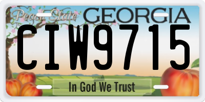 GA license plate CIW9715