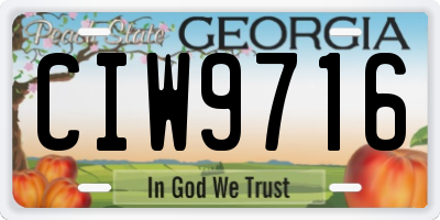 GA license plate CIW9716
