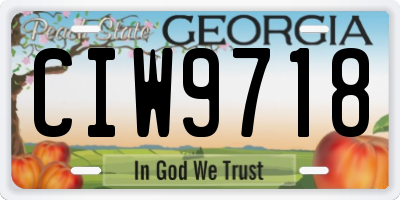 GA license plate CIW9718