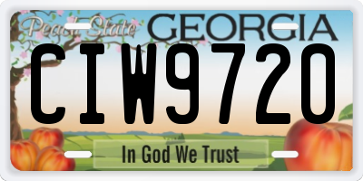 GA license plate CIW9720