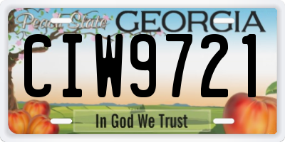 GA license plate CIW9721