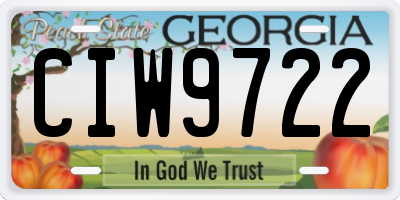 GA license plate CIW9722