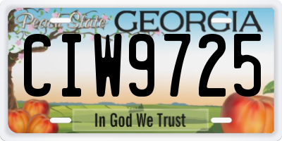 GA license plate CIW9725