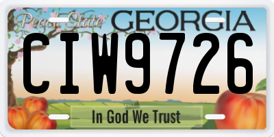 GA license plate CIW9726