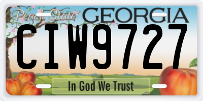 GA license plate CIW9727