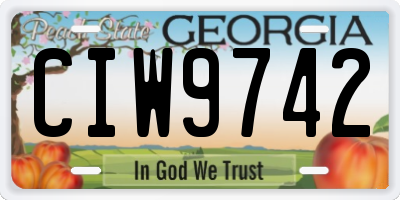 GA license plate CIW9742