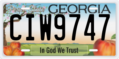 GA license plate CIW9747
