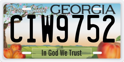 GA license plate CIW9752