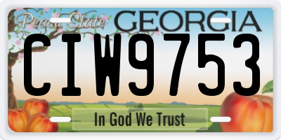GA license plate CIW9753