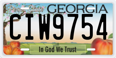 GA license plate CIW9754