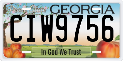 GA license plate CIW9756