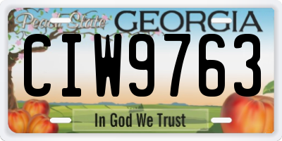 GA license plate CIW9763