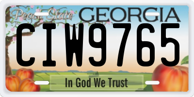 GA license plate CIW9765