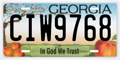 GA license plate CIW9768