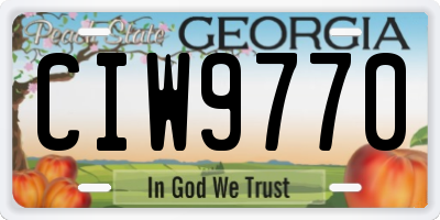 GA license plate CIW9770