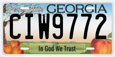 GA license plate CIW9772