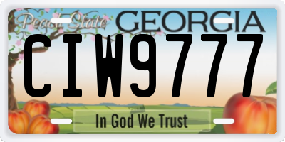 GA license plate CIW9777