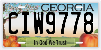 GA license plate CIW9778