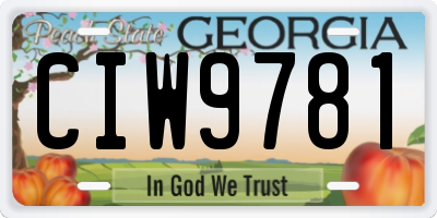 GA license plate CIW9781