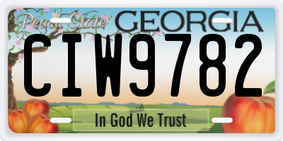 GA license plate CIW9782