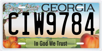 GA license plate CIW9784