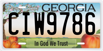 GA license plate CIW9786