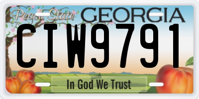 GA license plate CIW9791