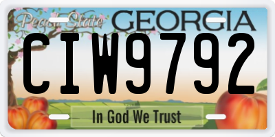 GA license plate CIW9792