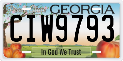 GA license plate CIW9793