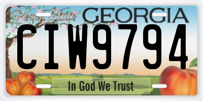 GA license plate CIW9794